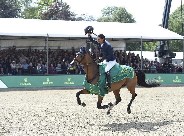 Steve Guerdat riding Albführen's Bianca winner of the Rolex Grand Prix