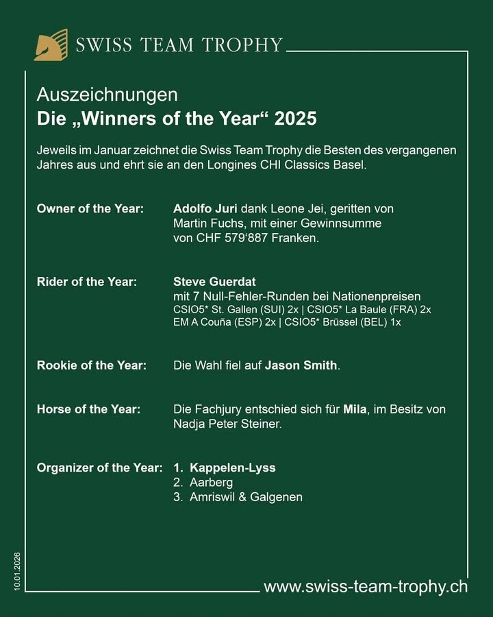  Steve guerdat Cavalier de l'année 2025